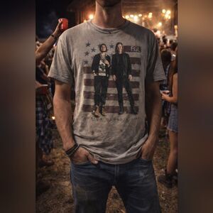 Florida Georgia Line Tour Shirt Gray Graphic Tee Shirt M S/S Americana Country C